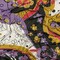 1 Yard Lavender, Scarlet and Mustard Retro Floral Silk Jersey 44" Wide Floral Fabric for Dresses & Skirts